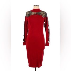 Red dress with black lace New with tags
